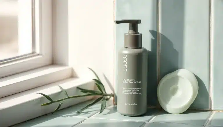Emulsión facial matificante seborreguladora con árbol de té y zinc en frasco dosificador