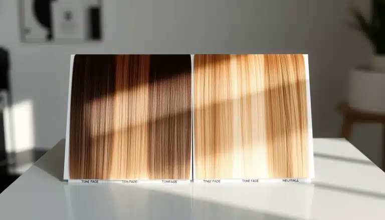 Muestras de cabello rubio mostrando la evolución del matizador tras varios lavados con champú