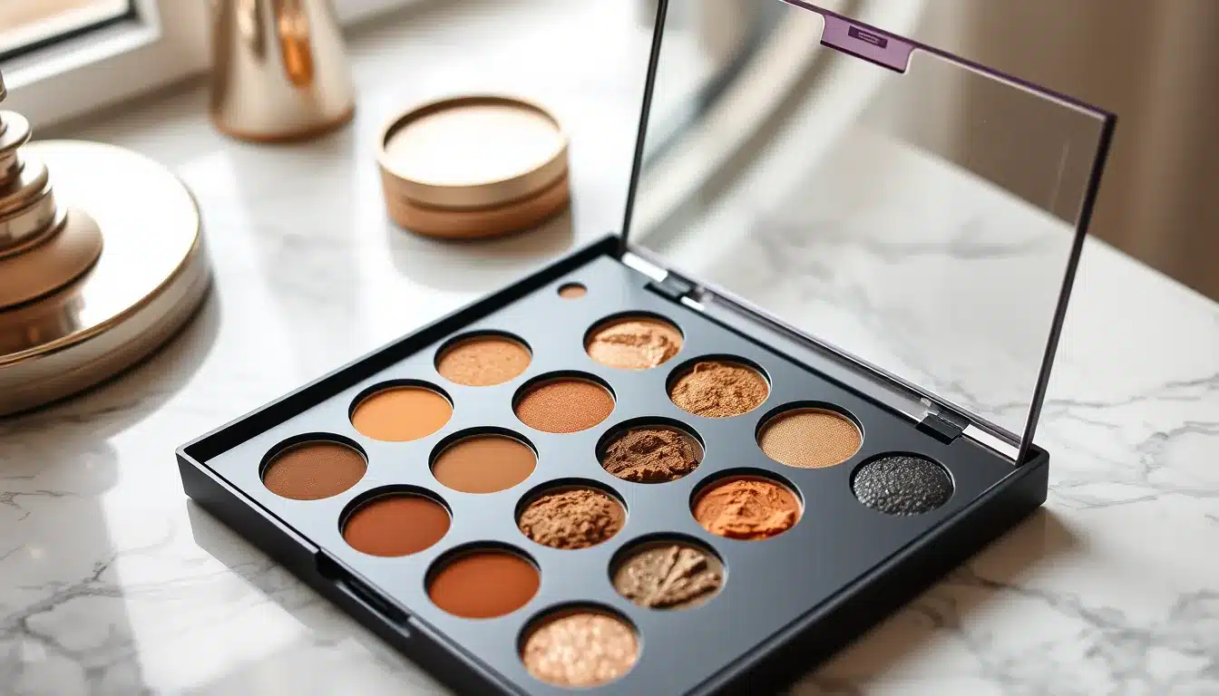Hablando de Belleza: Guías de Cosmética, INCI y Cuidado Facial Paleta de sombras de ojos Urban Decay abierta con 12 tonos neutros mates, satinados y metalizados y pincel doble