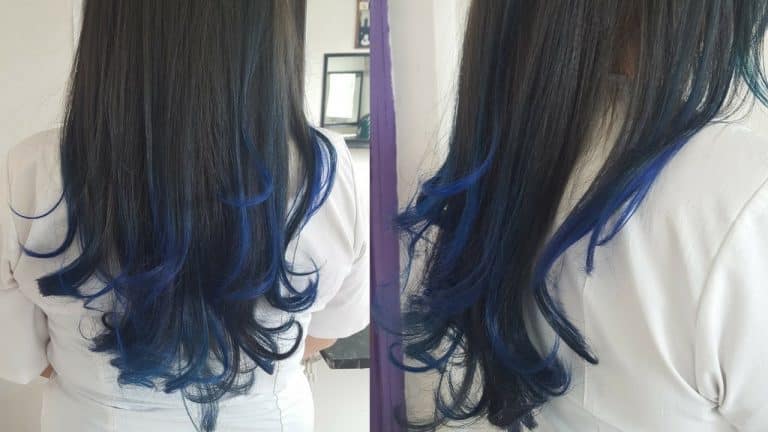 Mecha californiana azul en pelo rubio